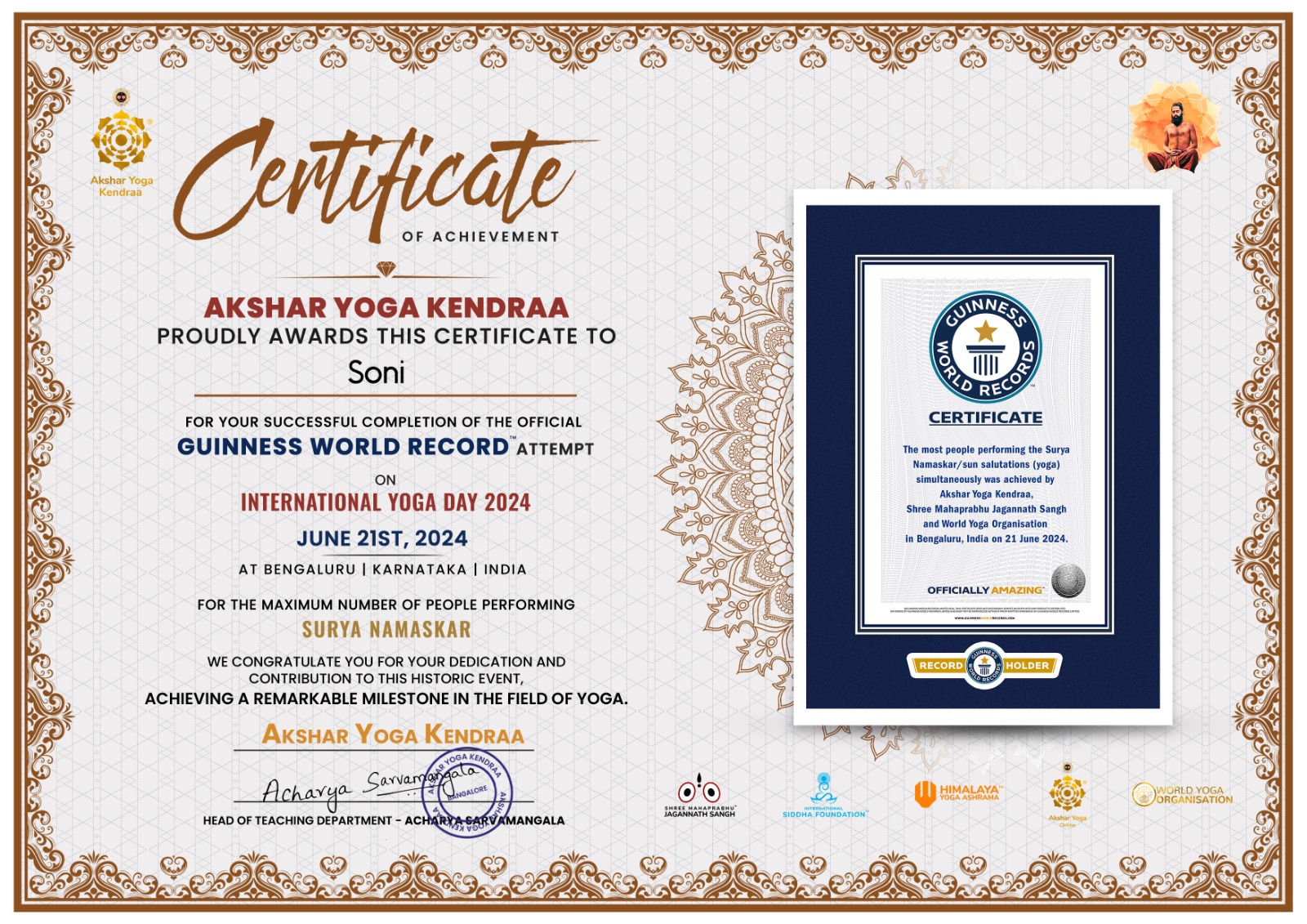 Mindfulness training certificate